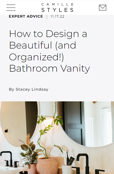 Camille Styles - How to Design a Beautiful (and Organized!) Bathroom Vanity