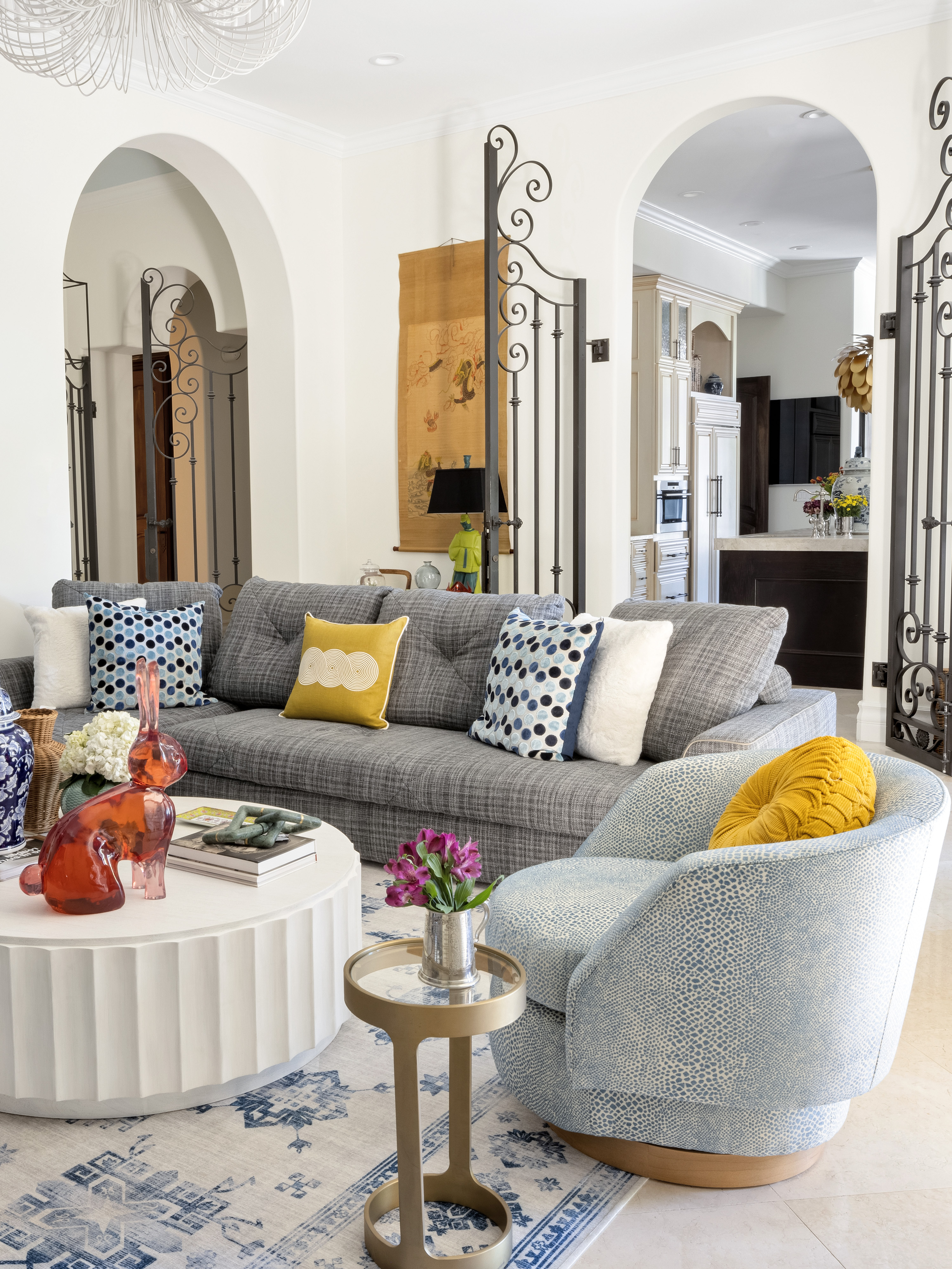 pinecrest, fl residence project - family room with roche bobois sofa 