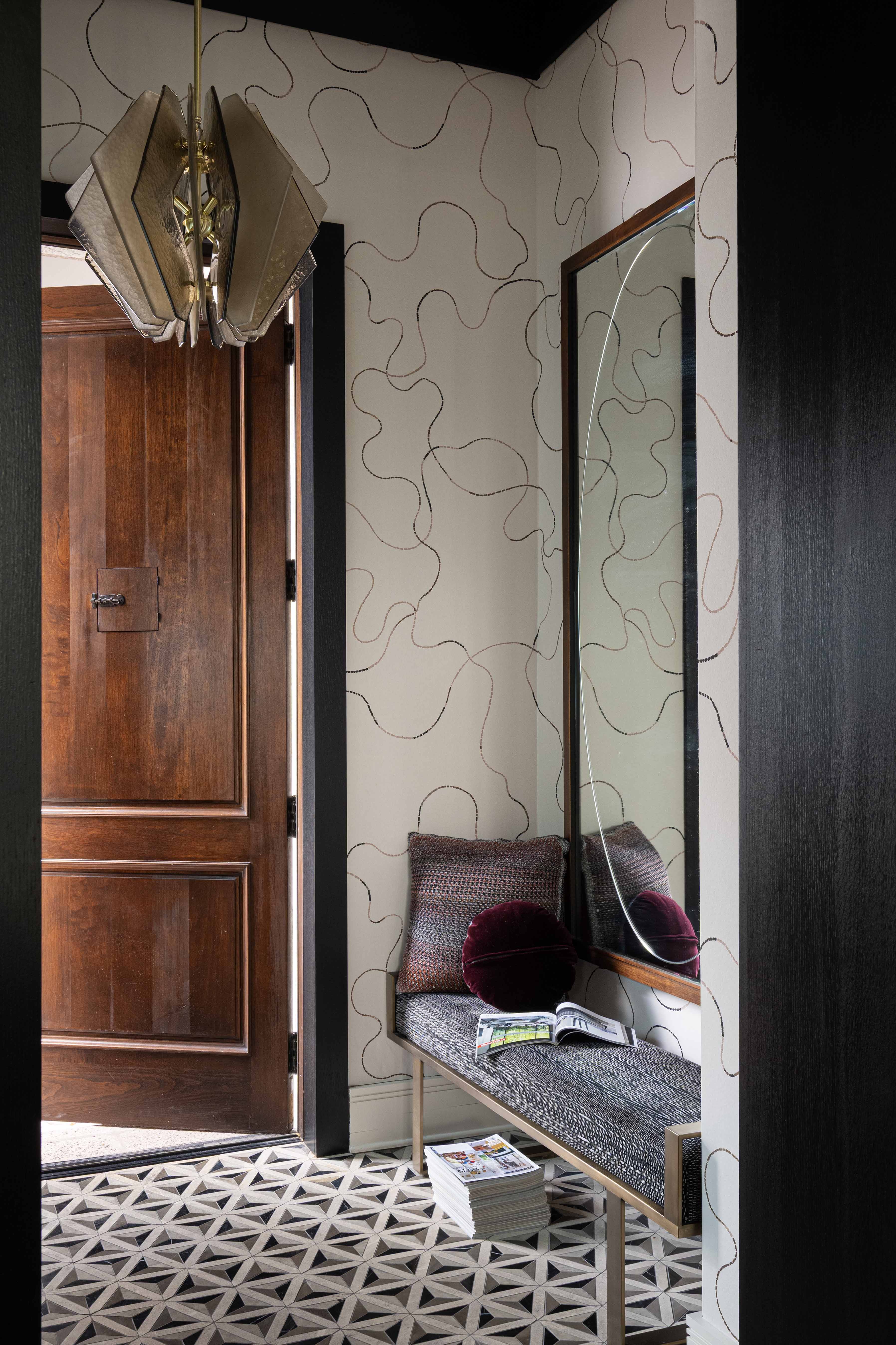 statement entry foyer with mosaic tile