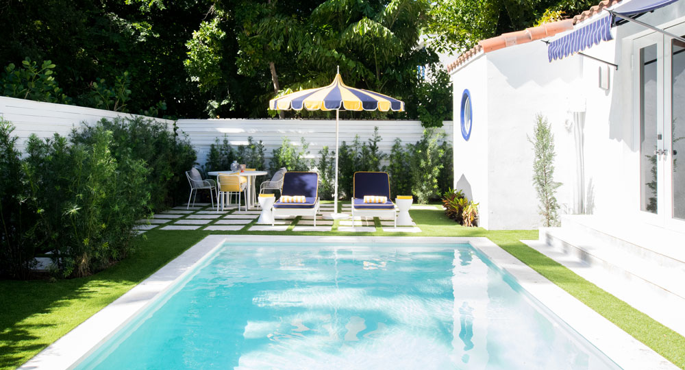 south beach historical backyard swimming pool, before and after